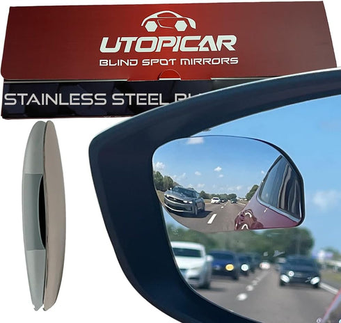Blind Spot Mirror Fits All Car Side Mirrors | Patented Stainless Steel Mirrors with Bigger Viewing Image, Less Fogging, and Less Sun Reflection by...