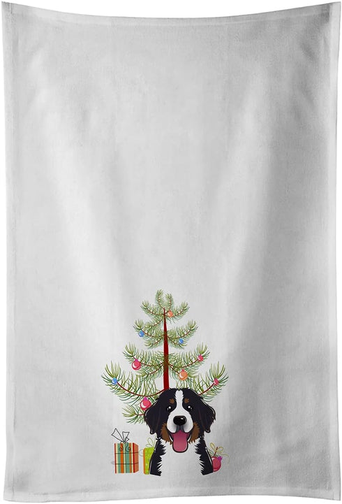 Caroline's Treasures BB1609WTKT Christmas Tree and Bernese Mountain Dog White Kitchen Towel Set of 2 Dish Towels Decorative Bathroom Hand Towel fo...
