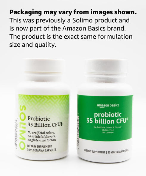 Amazon Basics Probiotic 35 Billion CFU, 8 Probiotic Strains with Prebiotic Blend, Supports Healthy Digestion, 30 Vegetarian Capsules, 1 Month Supp...
