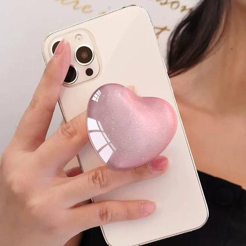 Expandiing Moblile Cell Phone Grip Heart Shape Glass Holder for Smartphones, Cellphone Collapsible Stand? Pink...