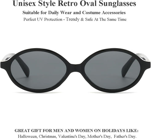 Gleyemor Retro Oval Sunglasses for Women and Men Small 90s Style Glasses...