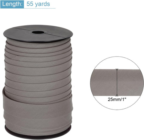 MECCANIXITY 1 Inch Double Fold Bias Tape Polyester Continuous Bulk Bias Tape for Sewing,Seaming Quilting Hemming Binding Crafts (Brown 55 Yards)...