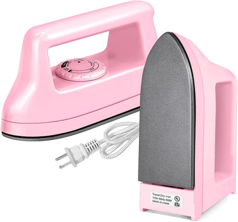 Mini Iron for Crafts Quilting, Travel Iron Household Iron Easy Iron Supplies Mini Electric Iron, Mini Heat Press Machine Sewing Sachine (Pink), Wh...