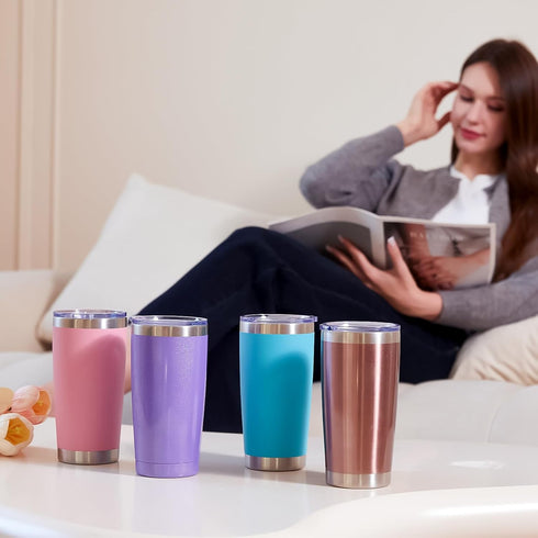 MEWAY 20oz Tumbler Cup Double Wall Vacuum Insulated Travel Mug Bulk, Stainless Steel Tumblers with Lid and Straw, Durable Powder Coated Coffee Cup...