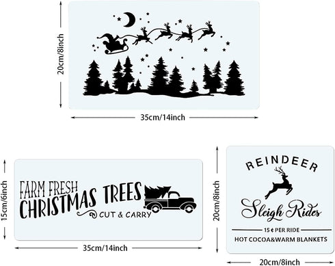 CINPIUK 14PCS Christmas Stencils Painting on Wood, Winter Holiday DIY Farmhouse Wood Signs North Pole Farm Fresh Christmas Tree Santa Reusable Tem...