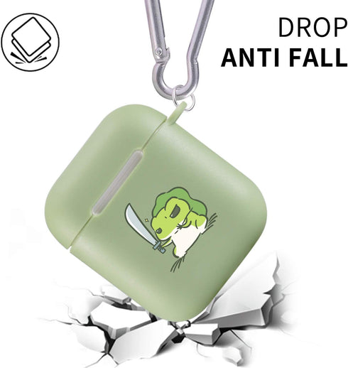 MAYCARI Cute Frog Case for AirPods 2&1 with Keychain,?Green? Animals Design Protective Soft TPU Cover Compatible with Apple AirPods Charging Case ...