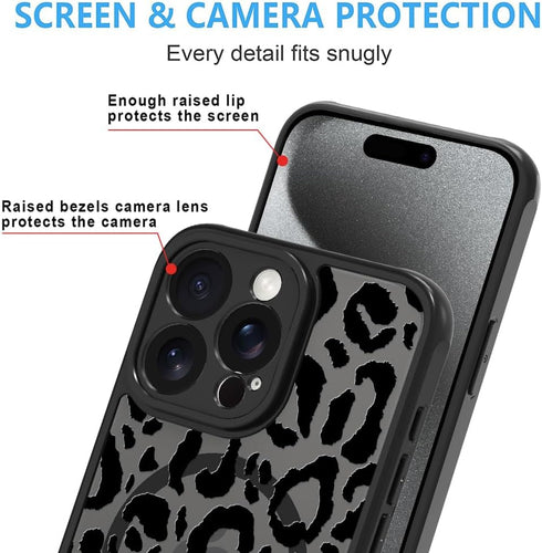 ZIYE Magnetic Case Designed for iPhone 15 Pro Leopard Pattern Phone Case with Camera Protection,Silicone TPU iPhone Protective Cover Cheetah Desig...
