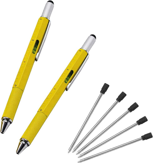 Multifunction Tool Pen, 6 in 1 Tool with Ballpoint Pen, Touch Screen Stylus, Ruler, Spirit Level, Flat-head and Phillips Screwdriver, All-in-One T...