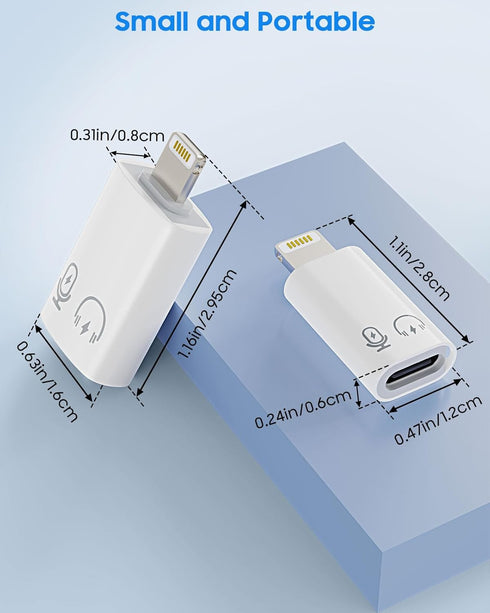 MoKo USB C Female to Lightning Male Adapter, Lightning Male to USB-A Female OTG Adapter Connector for iPhone 14/13/12/11 Pro Max/iPad/iPod/AirPods...