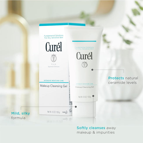 Curel Japanese Skin Care Makeup Cleansing Gel, Gentle Facial Cleanser for Dry, Sensitive Skin, pH-Balanced and Fragrance-Free Japanese Skincare, 4...