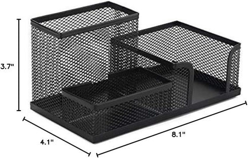 Metal Mesh Black Office Accessory Desk Organizer Tray Holder with 3 Compartments for Pens, Pencils...