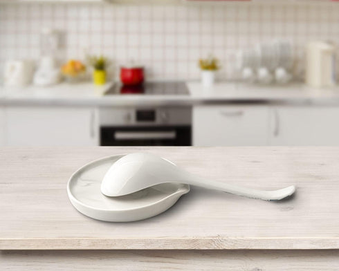 Large Spoon Rest,Ceramic Spoon Rest for Kitchen Counter Dishwasher Safe Marble Decor Spoon Holder for Kitchen,5.5 Inches...