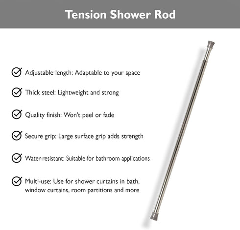 Design House 561019 Classic Adjustable Shower Rod for Bathroom, 36 to 63-inch, Polished Chrome...