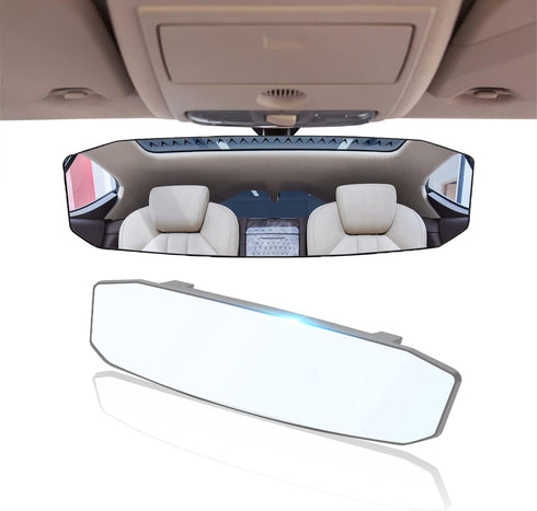 Ajxn 12" Large Rear View Mirror, Anti-glare Panoramic Rearview Mirror, Universal Wide Angle Rear View Mirror, Interior Clip On Rear View Mirror fo...