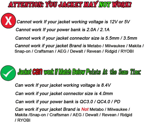 Heated Jacket Battery Step-Up Adapter Charger Cable for Heated Jackets, Heated Hoodies and Heated Vests (5v USB Transfer 8.4v, 12W)......