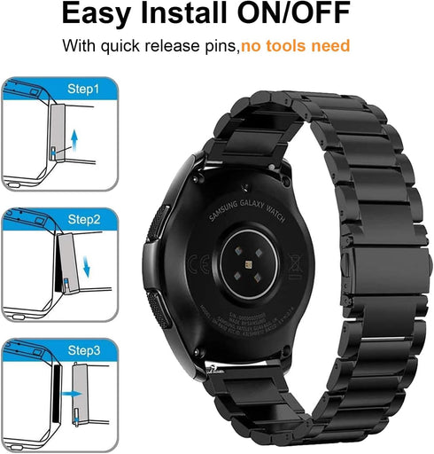 Valkit Compatible with Samsung Galaxy Watch 46mm/Galaxy Watch 3 45mm Bands/Samsung Gear S3 Classic/Gear 2, 2 Pack 22mm Stainless Steel Solid Wrist...