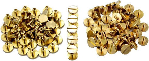 DGOL 50 Pairs Brass Backscrews Golden Leather Fasteners Sturdy Binding Rivets Belt Strap Collar Back Screws PU Studs Length (0.237 inch (6mm))...