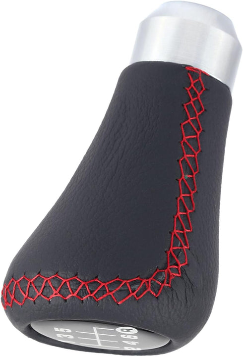Gear Shift Knob, Red Gear Knob Universal Car Gear Knob Shifter PU 6 Speed Gear Shift Knob Shifter Stick Head with 3 Hoses Spade Shift Knob Manual ...