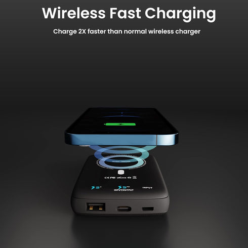 TECHSMARTER 10000mAh Magnetic Wireless Power Bank, 18W USB-C PD Portable Phone Charger. Compatible with iPhone 12, 13, 14 only...