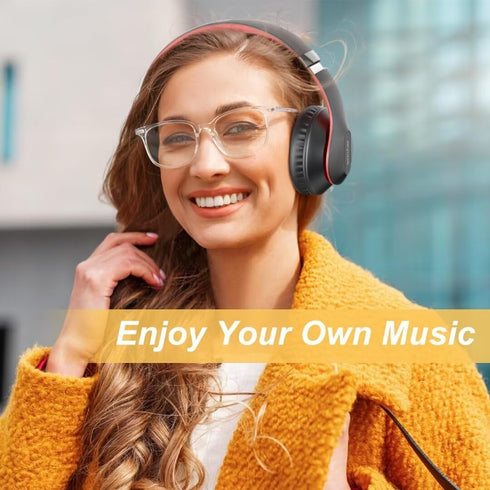 Wireless Bluetooth Headphones Over Ear 65H Playtime HiFi Stereo Headset with Microphone and 6EQ Modes Foldable Bluetooth V5.3 Headphones for Trave...