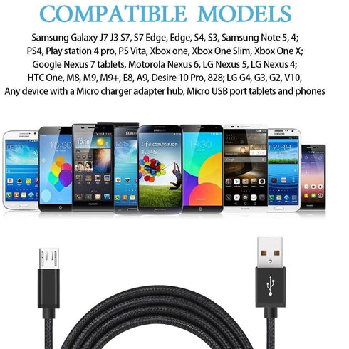 Micro USB Cable 10FT for PS4 Controller Charger PS4 Slim/Pro, Xbox One S/X Fire HD67810 Kids Edition and Charging Fire HD67810 Tablet,HDX 6" 7" 8....