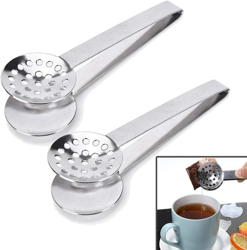 2 Pack Stainless Steel Tea Bag Squeezer Tongs Strainer Grip...