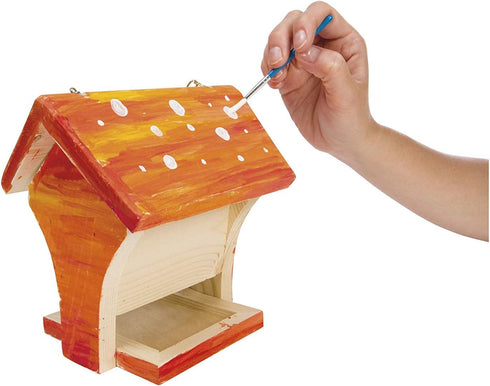 Beetle & Bee Paint a Bird Bistro - DIY Kid Art Craft Outdoor Birdhouse Kit, Bird House Painting Kit for Kids, Hardware & Glue Included- 4 Paints, ...