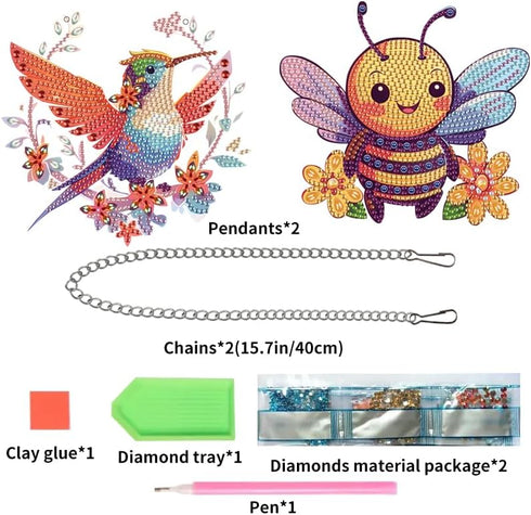LFMU 2 Pack Diamond Art Painting Kits,Special Shaped Rhinestone Gem Art Window Pendants,Home Garden Wall Hanging Decor Kits Single-Sided Printed.....