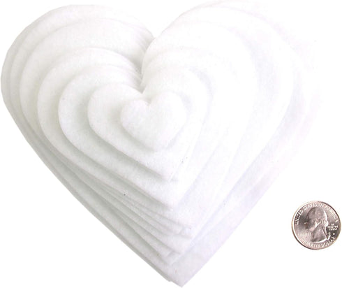Playfully Ever After 1 to 6 inch Multi-Size Pack 24pc Felt Hearts (White)...