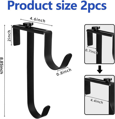 2 Pcs Double Pool Fence Hooks for Pool Equipment - Adjustable Pool Pole Hanger Rustproof Pool Hooks for Poles Black Pool Accessories for Pool Fenc...