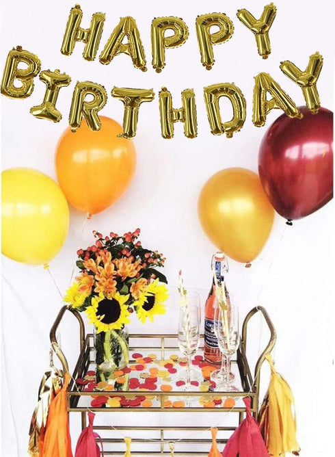 Fall Birthday Party Decorations/Burgundy Gold Orange Thanksgiving Birthday HAPPY BIRTHDAY Balloons Pumpkin Orange Autumn Fall Party Decorations...