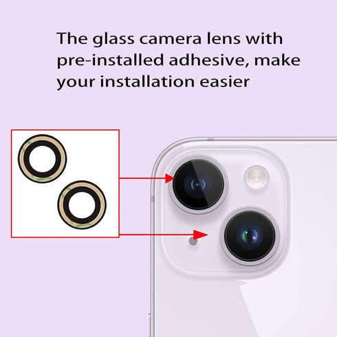 Dogxiong 2pcs/Set Rear Back Camera Glass Lens Replacement for iPhone 14 for iPhone 14 Plus Glass Camera Lens Covers Replacement with Adhesive Prei...