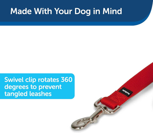 PetSafe Nylon Dog Leash – Strong, Durable, Traditional Style Leash with Easy to Use Bolt Snap for Small, Medium and Large Dogs – 3/8" x 6', Red...