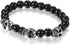 Flongo Men's Biker Stainless Steel Skull Skeleton 8MM Black Bead Stone Bracelet...