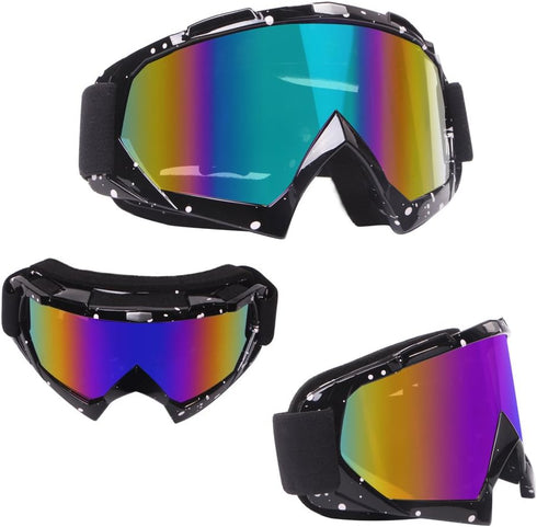 Motorcycle Goggles Dirt Bike Goggles Windproof ATV Dustproof Racing GogglesScratch Resistant Ski Goggles Protective Safety Glasses PU Resin (Black...