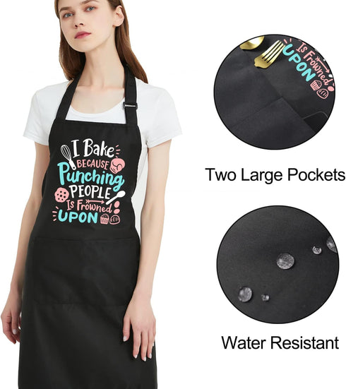 Funny Baking Aprons for Women with Pockets, Water Restistant Cooking Apron for Men Birthday Gift for Baker Dad Mom...
