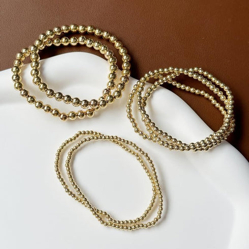 Gold Beaded Bracelets for Women 14K Gold Plated Stackable Bracelet Gold Bracelet Stack Delicate Stackable Gold Bracelets for Women...