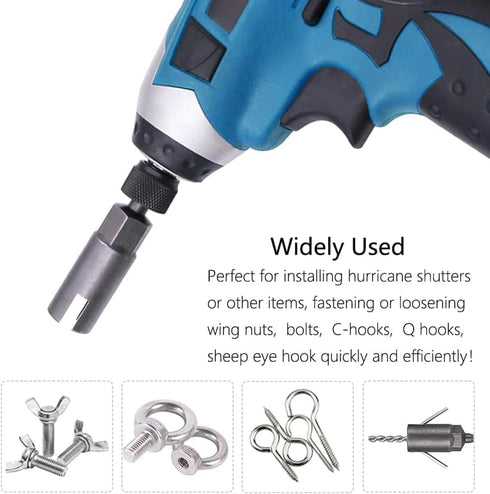 11mm Power Wing Nut Driver Set, Slot Wing Nuts Drill Bit Socket Wrenches Tools Set, 1/4" Hex Shank Drills Bits for Panel Nuts Screws, Screw Hole, ...