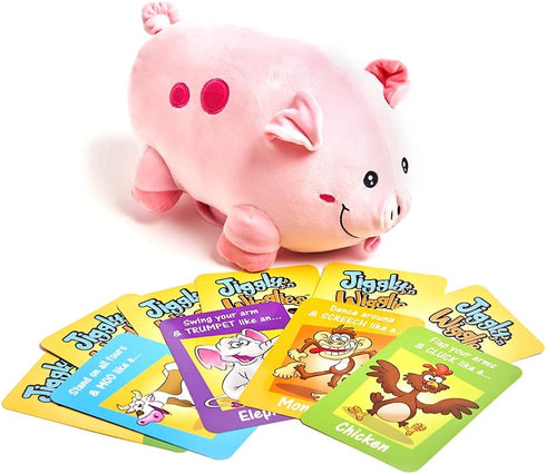 Cuddle Barn - Jiggly Wigglies Piggy | Animated Interactive Stuffed Animal Pig Plush Toy Game Plays Pop Goes The Weasel and Comes with Cards, 11 in...