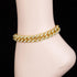 Gold Cuban Link Anklet for Women Men, 18K White Gold Plated Hip-hop Rhinestone Filled Ankle Bracelets for Women Teen Girls...