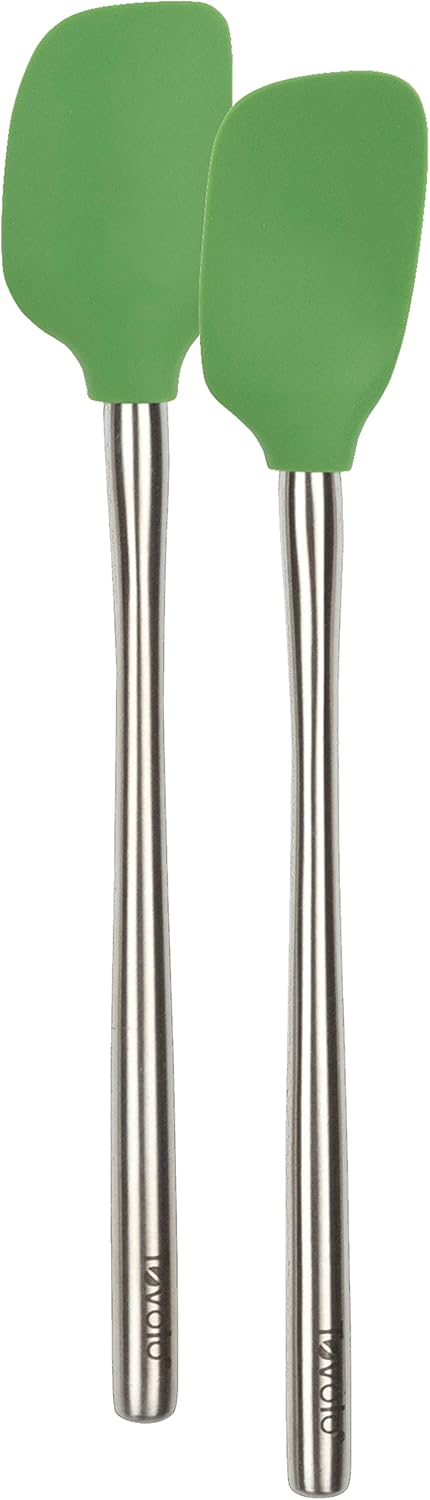 Tovolo Flex-Core Stainless Steel Handled Mini Spatula & Spoonula Set, Kitchen Utensil Set of 2, Heat-Resistant & BPA-Free Silicone Turner Heads, S...
