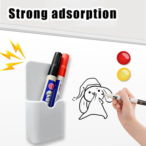 2 Pcs Magnetic Marker Holder Wall Mount Marker Caddy Pencil Holder for Dry Erase Whiteboard Fridge, Self Adhesive Marker Pen Holder for Home Offic...