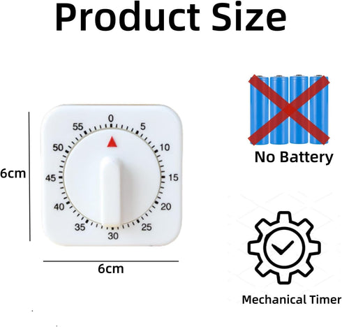 No Battery 60 Minute Mechanical Kitchen Learning Timer with Loud Alarm and Visual Cooking Timer Clock Ideal for Cooking Baking Kitchen Face Mask T...