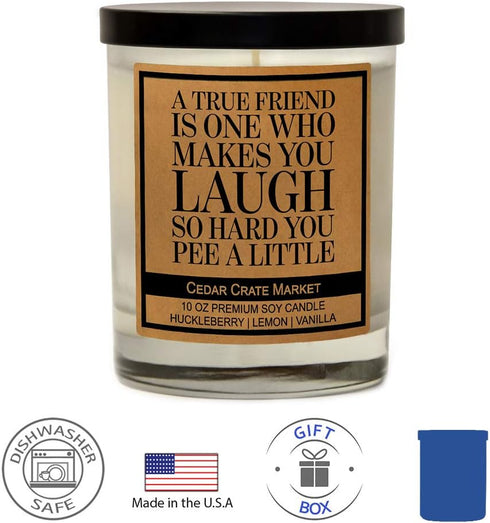 A True Friend – Funny Candles for Women, Thank You, Friendship, Best Friends Birthday Candle Gift, Fun Candles for Sister, Bestie, Funny Sayings...