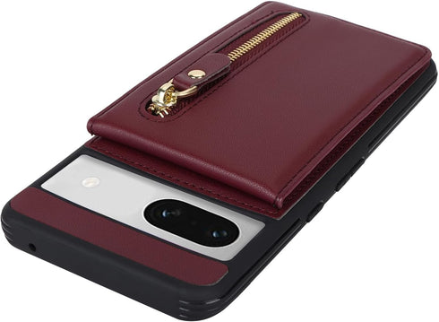 for Google Pixel 7A Case with Card Holder for Women, for Google Pixel 7A Phone Case Wallet with Credit Card with Ring Kickstand Zipper Shockproof ...