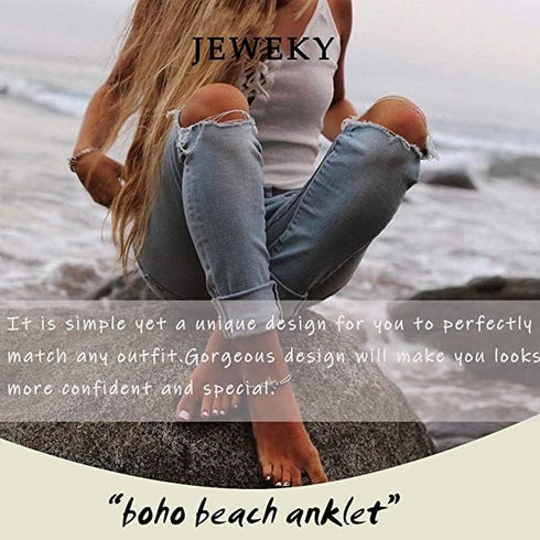 Boho Starfish Anklets Blue Ankle Bracelets Pearl Anklet Chain Beach Foot Jewelry for Women...
