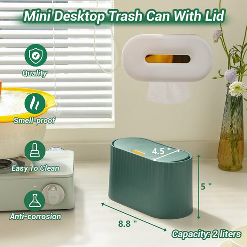 GILIF Mini Desktop Trash Can with Lid,Tiny Press Type Garbage Can with 90pcs Trash Bags,Small Little Cute Countertop Bathroom Waste Bin...