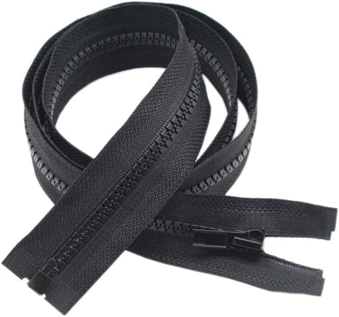 YaHoGa 2PCS #5 52 Inch Separating Jacket Zippers for Sewing Coats Jacket Zipper Black Molded Plastic Zippers Bulk (52" 2pc)...