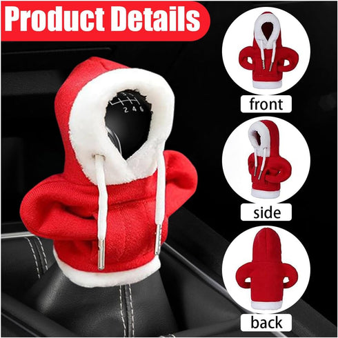 Christmas Car Shift Knob Hoodie Cover, Christmas Style Hoodie Winter Warm Car Shift Cover Shifter Hoodie Protector, Universal Shift Knob Cover Car...