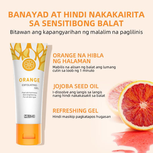 2 Pcs Orange Exfoliating Gel, Face and Body Exfoliating Scrub Gel, Deep Cleansing Moisturizing Facial Exfoliator....